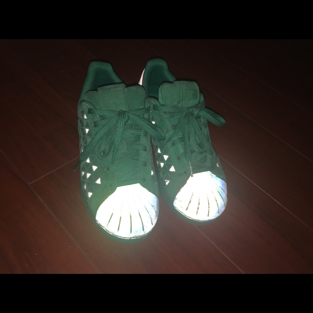 Green adidas reflective shoes